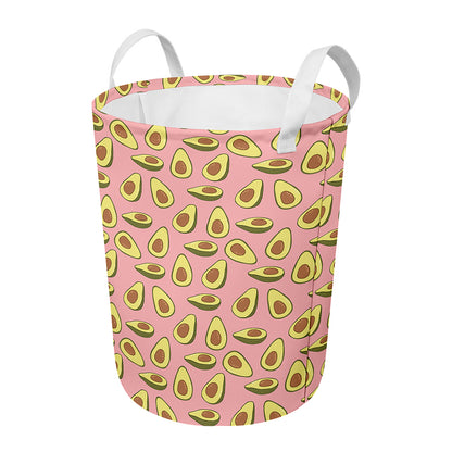Cute Avocado Pattern Print Round Laundry Basket