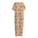 Cute Avocado Pattern Print Short Sleeve Long Nightdress