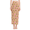 Cute Avocado Pattern Print Side Slit Maxi Skirt