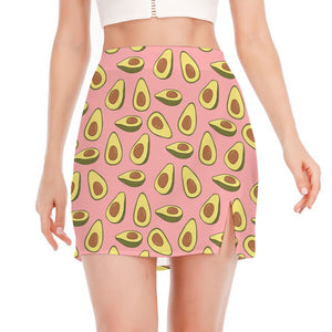 Cute Avocado Pattern Print Side Slit Mini Skirt