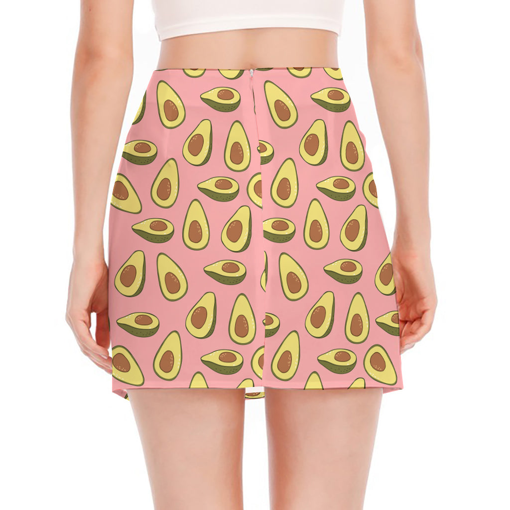 Cute Avocado Pattern Print Side Slit Mini Skirt