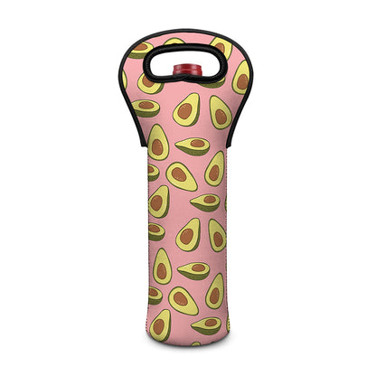 Cute Avocado Pattern Print Single Neoprene Wine Tote
