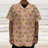 Cute Avocado Pattern Print Textured Short Sleeve Shirt