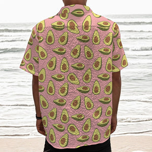 Cute Avocado Pattern Print Textured Short Sleeve Shirt