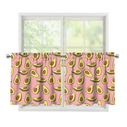 Cute Avocado Pattern Print Tier Curtains