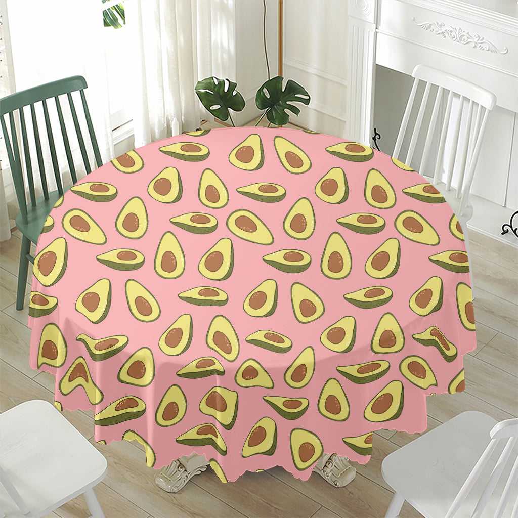 Cute Avocado Pattern Print Waterproof Round Tablecloth