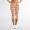 Cute Avocado Pattern Print Women's Capri Leggings