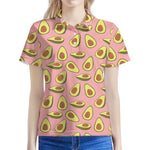 Cute Avocado Pattern Print Women's Polo Shirt