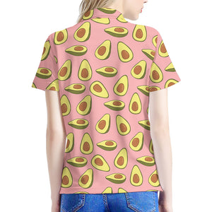 Cute Avocado Pattern Print Women's Polo Shirt