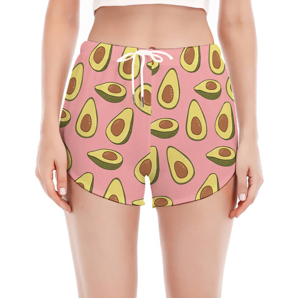 Cute Avocado Pattern Print Women's Split Running Shorts