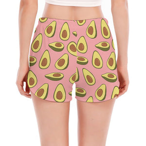 Cute Avocado Pattern Print Women's Split Running Shorts