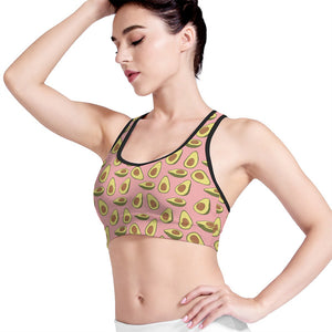 Cute Avocado Pattern Print Women's Sports Bra