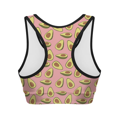 Cute Avocado Pattern Print Women's Sports Bra