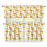 Cute Baby Giraffe Pattern Print 3 Piece Kitchen Curtains