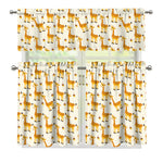 Cute Baby Giraffe Pattern Print 3 Piece Kitchen Curtains