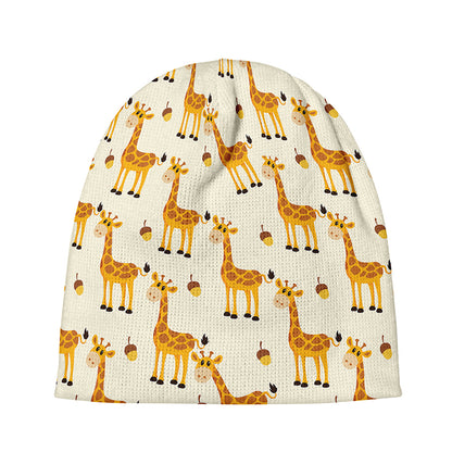 Cute Baby Giraffe Pattern Print Beanie
