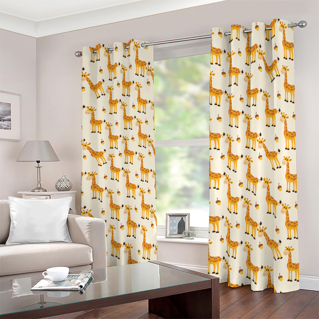 Cute Baby Giraffe Pattern Print Blackout Grommet Curtains