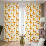 Cute Baby Giraffe Pattern Print Blackout Pencil Pleat Curtains