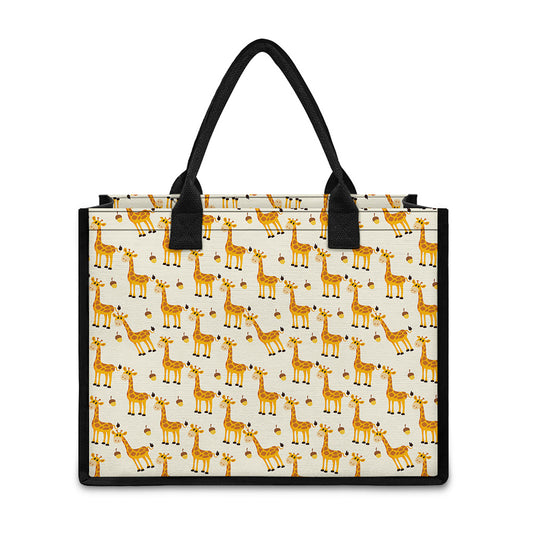 Cute Baby Giraffe Pattern Print Canvas Tote Bag