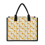 Cute Baby Giraffe Pattern Print Canvas Tote Bag
