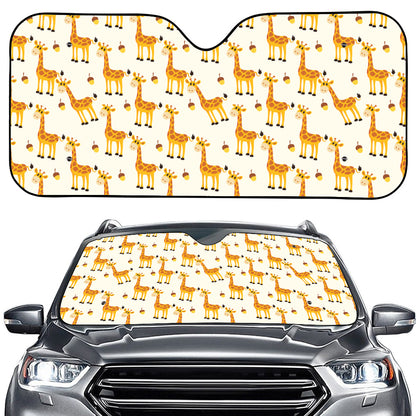 Cute Baby Giraffe Pattern Print Car Windshield Sun Shade
