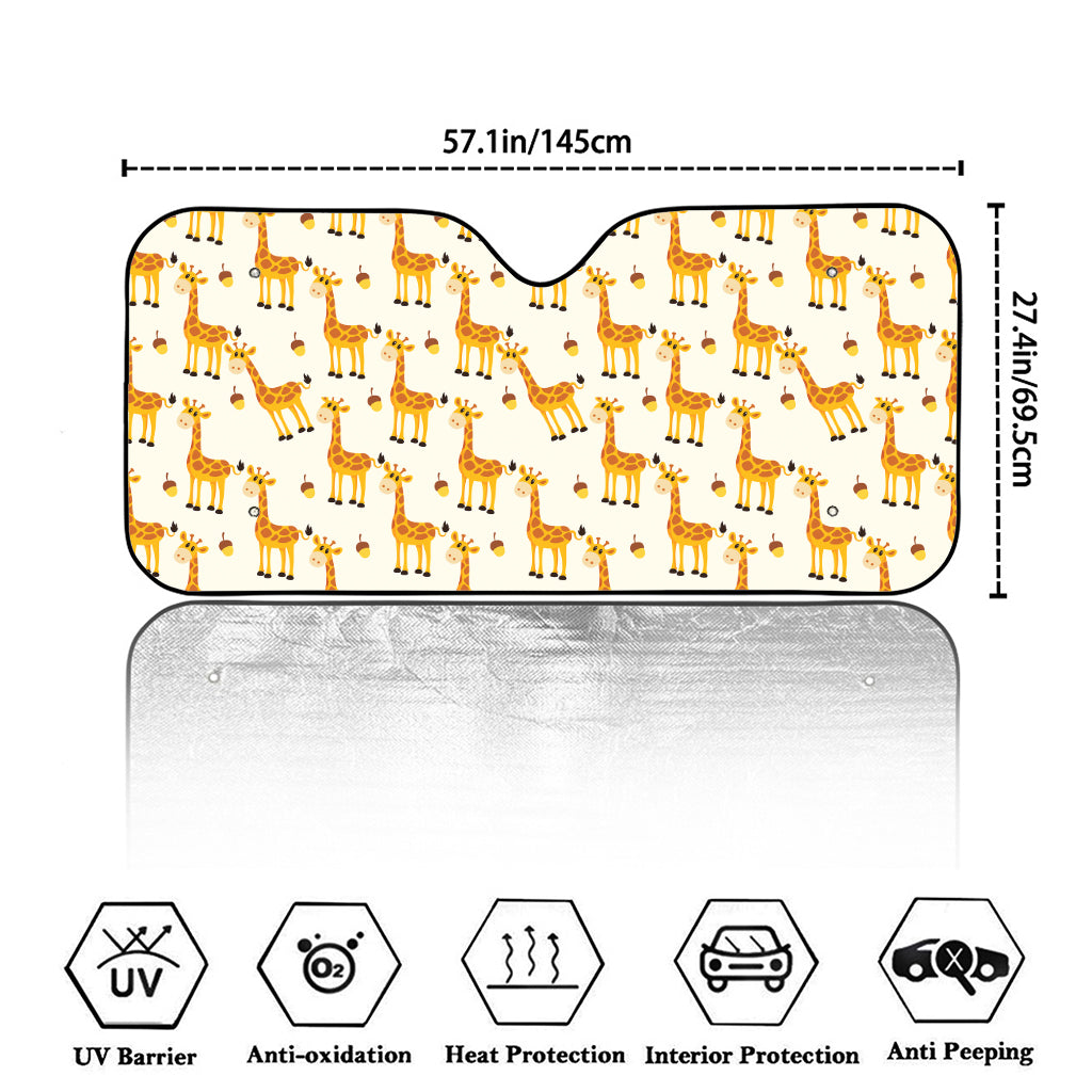 Cute Baby Giraffe Pattern Print Car Windshield Sun Shade