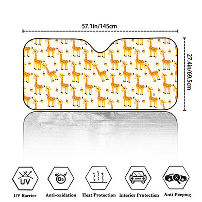 Cute Baby Giraffe Pattern Print Car Windshield Sun Shade