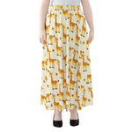 Cute Baby Giraffe Pattern Print Chiffon Maxi Skirt