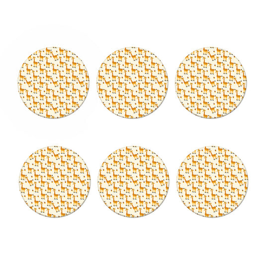 Cute Baby Giraffe Pattern Print Coaster Set