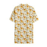 Cute Baby Giraffe Pattern Print Cotton Hawaiian Shirt