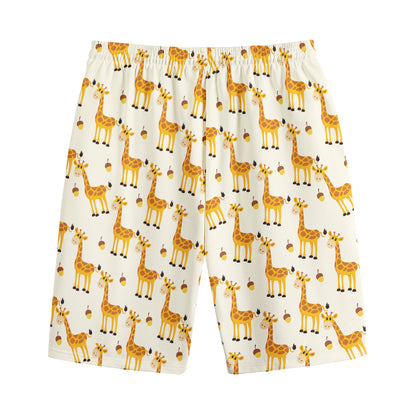 Cute Baby Giraffe Pattern Print Cotton Shorts