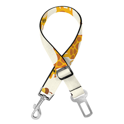 Cute Baby Giraffe Pattern Print Dog Seat Belt