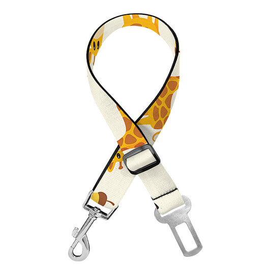 Cute Baby Giraffe Pattern Print Dog Seat Belt