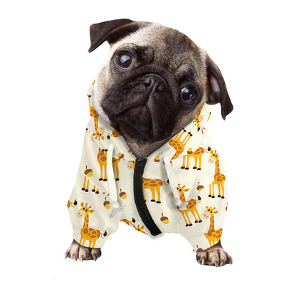 Cute Baby Giraffe Pattern Print Dog Zip Up Hoodie