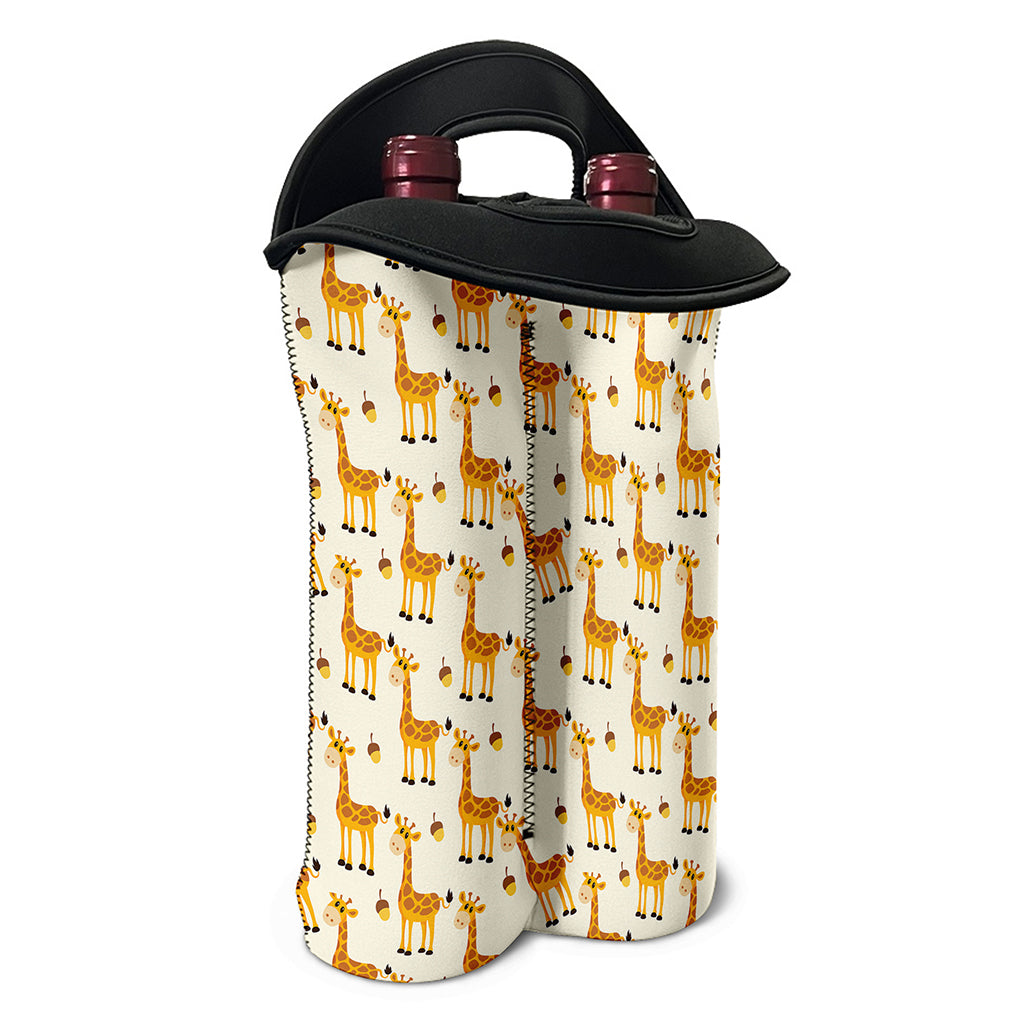 Cute Baby Giraffe Pattern Print Double Neoprene Wine Tote