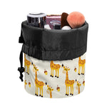 Cute Baby Giraffe Pattern Print Drawstring Makeup Bag