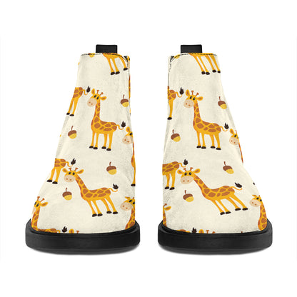 Cute Baby Giraffe Pattern Print Flat Ankle Boots