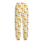 Cute Baby Giraffe Pattern Print Fleece Lined Knit Pants