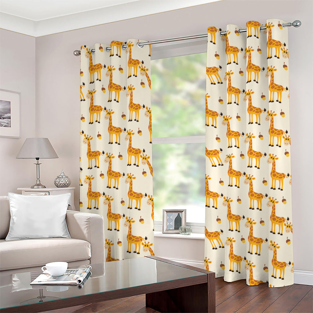 Cute Baby Giraffe Pattern Print Grommet Curtains