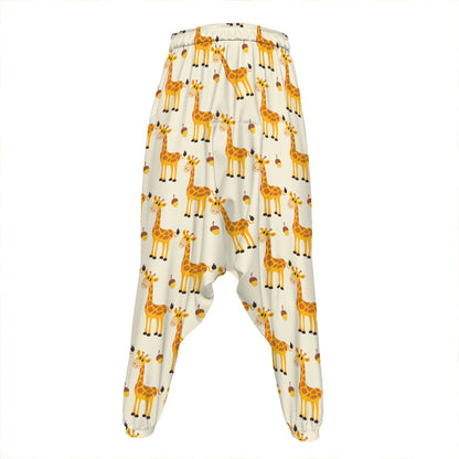 Cute Baby Giraffe Pattern Print Hammer Pants