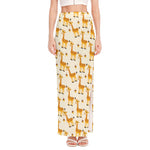 Cute Baby Giraffe Pattern Print High Slit Maxi Skirt