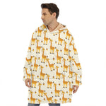 Cute Baby Giraffe Pattern Print Hoodie Blanket