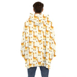 Cute Baby Giraffe Pattern Print Hoodie Blanket