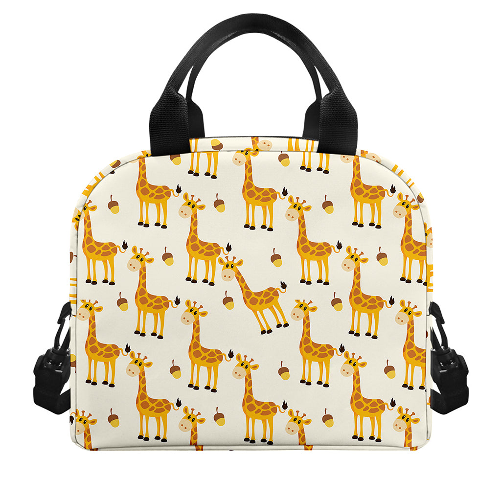 Cute Baby Giraffe Pattern Print Insulated Lunch Bag