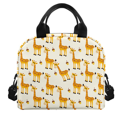 Cute Baby Giraffe Pattern Print Insulated Lunch Bag