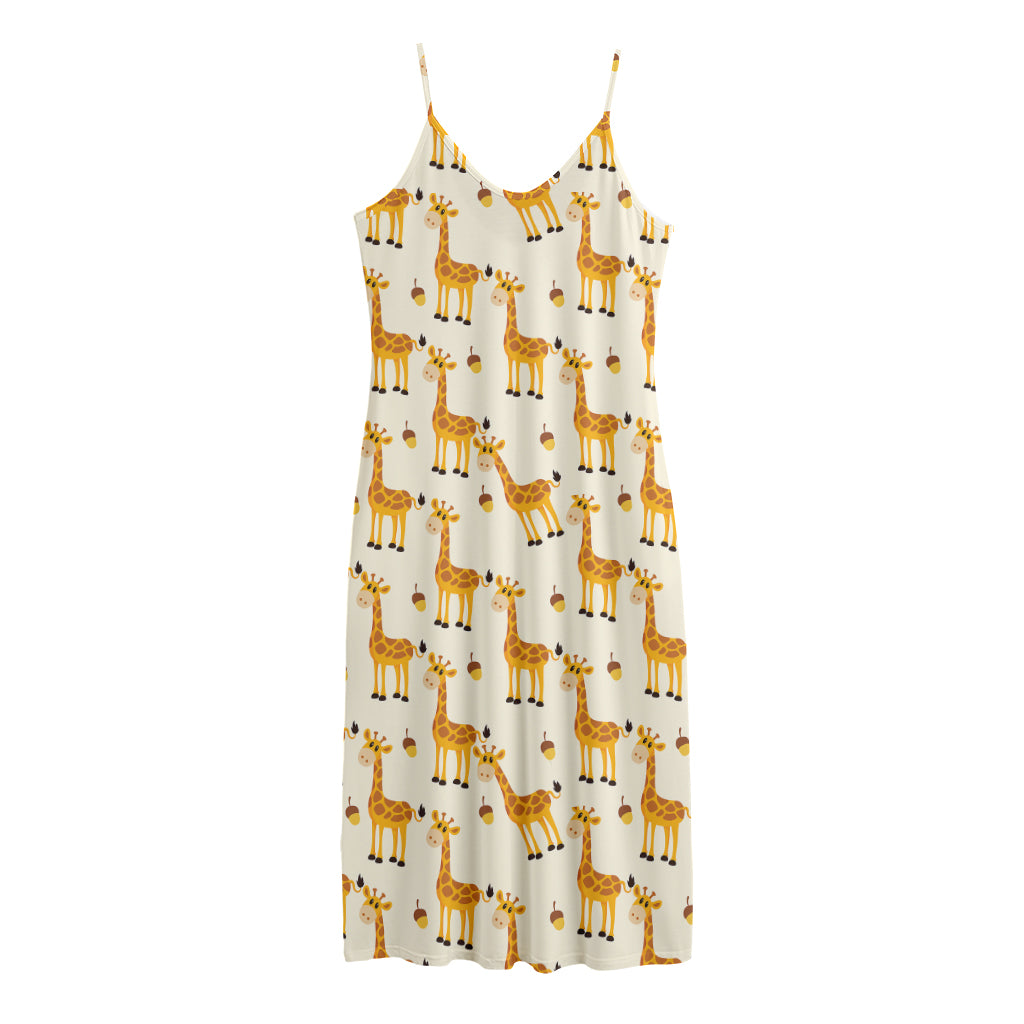 Cute Baby Giraffe Pattern Print Jersey Midi Cami Dress