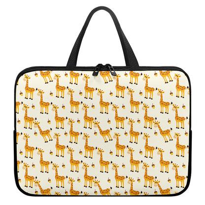 Cute Baby Giraffe Pattern Print Laptop Sleeve With Handle