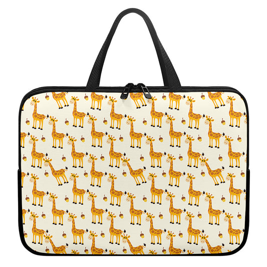 Cute Baby Giraffe Pattern Print Laptop Sleeve With Handle