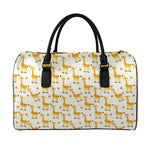 Cute Baby Giraffe Pattern Print Leather Duffle Bag
