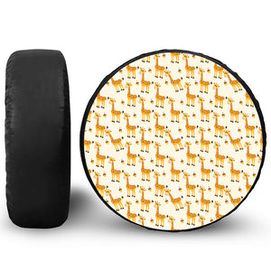 Cute Baby Giraffe Pattern Print Leather Spare Tire Cover